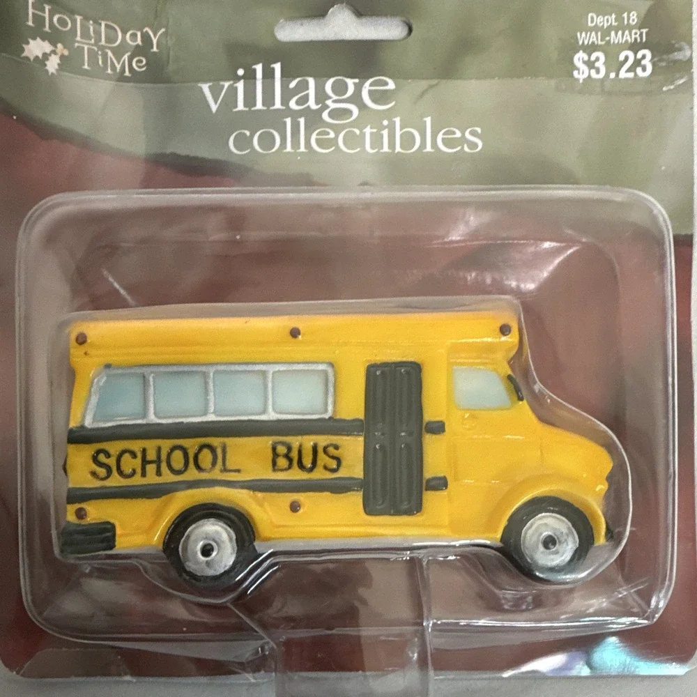 Holiday Time Christmas Village School Bus Resin Accessory Painted Boxed 1pc